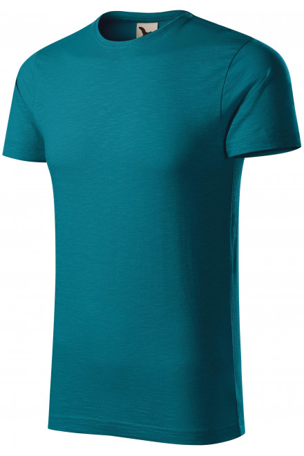 Pánske tričko, štruktúrovaná organická bavlna, petrol blue, lacné tričká s krátkymi rukávmi