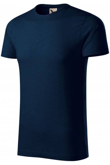 Pánske tričko, štruktúrovaná organická bavlna, tmavomodrá, lacné tričká s krátkymi rukávmi