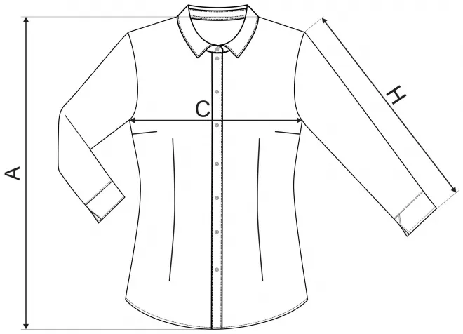 Lacná dámska bavlnená blúzka s dlhým rukávom - tabuľka veľkostí