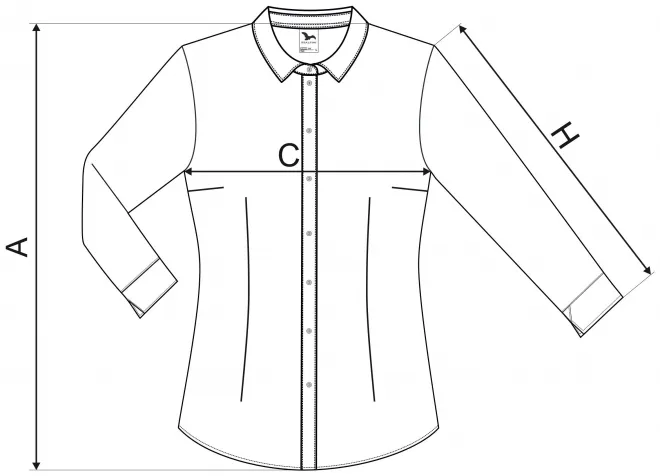 Lacná dámska blúzka s dlhým rukávom - tabuľka veľkostí