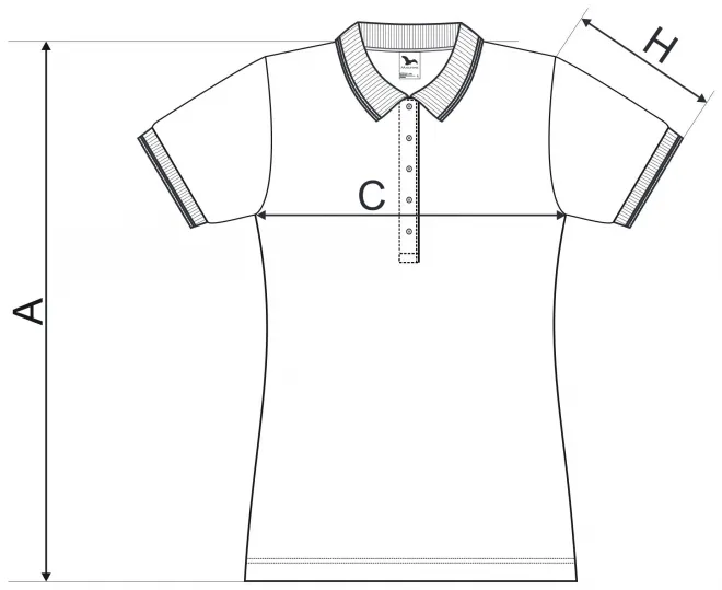 Lacná dámska polokošeľa kontrastná - tabuľka veľkostí