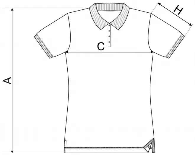 Lacná dámska polokošeľa s golierom hore - tabuľka veľkostí