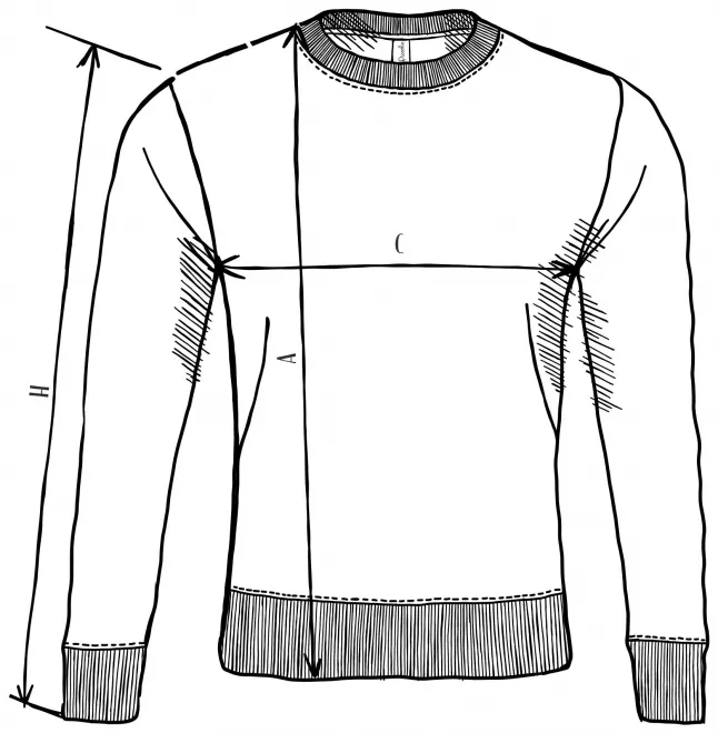 Lacná Ľahká mikina - tabuľka veľkostí
