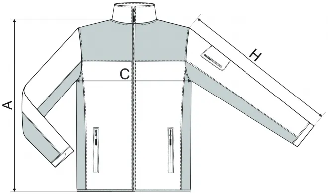 Lacná pánska bunda voľnočasová - tabuľka veľkostí
