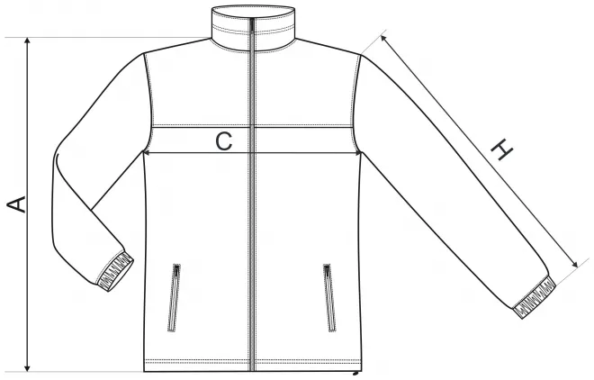 Lacná pánska fleecová bunda - tabuľka veľkostí