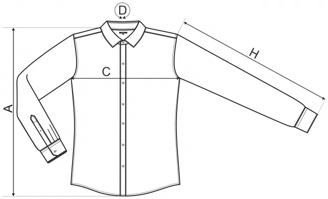 Lacná pánska košeľa s dlhým rukávom slim fit - tabuľka veľkostí