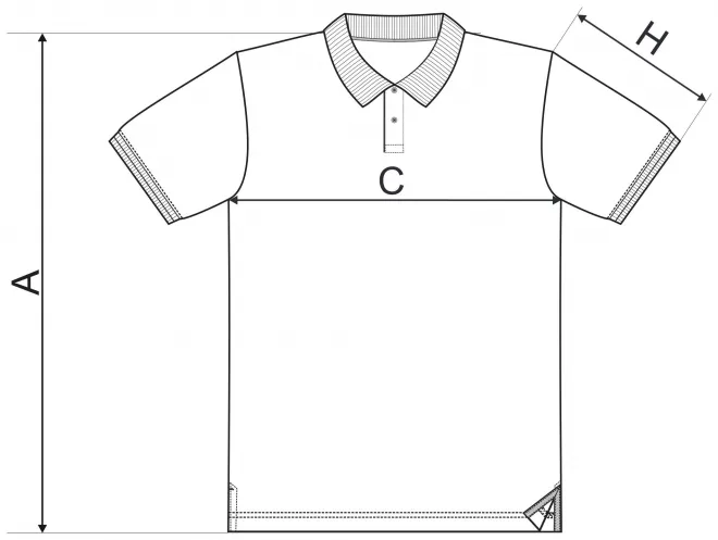 Lacná pánska polokošeľa s golierom hore - tabuľka veľkostí