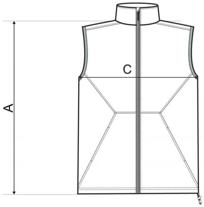 Lacná pánska vesta - tabuľka veľkostí