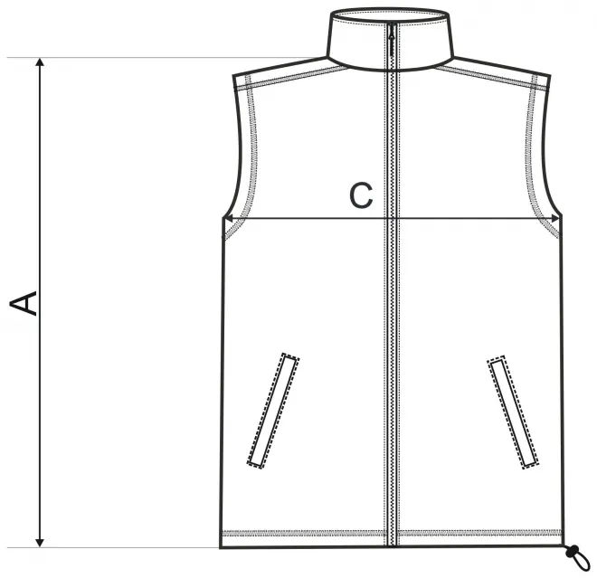 Lacná vesta klasická - tabuľka veľkostí