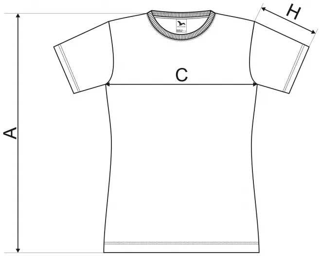 Lacné dámske tričko klasické - tabuľka veľkostí