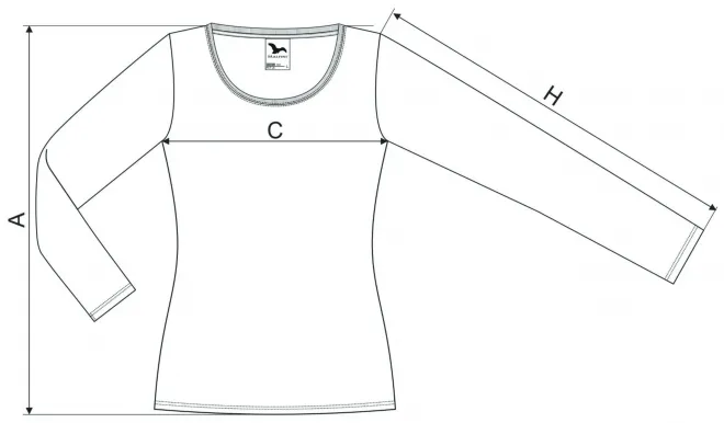 Lacné dámske tričko s dlhými rukávmi - tabuľka veľkostí