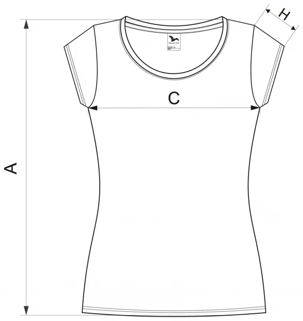 Lacné dámske tričko zúžené s okrúhlym výstrihom - tabuľka veľkostí