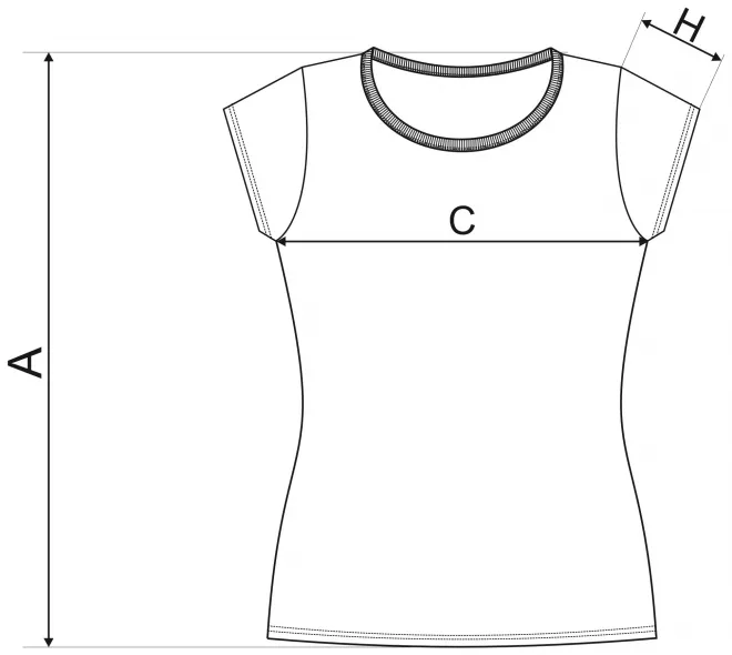 Lacné odolné dámske tričko hrubšie - tabuľka veľkostí