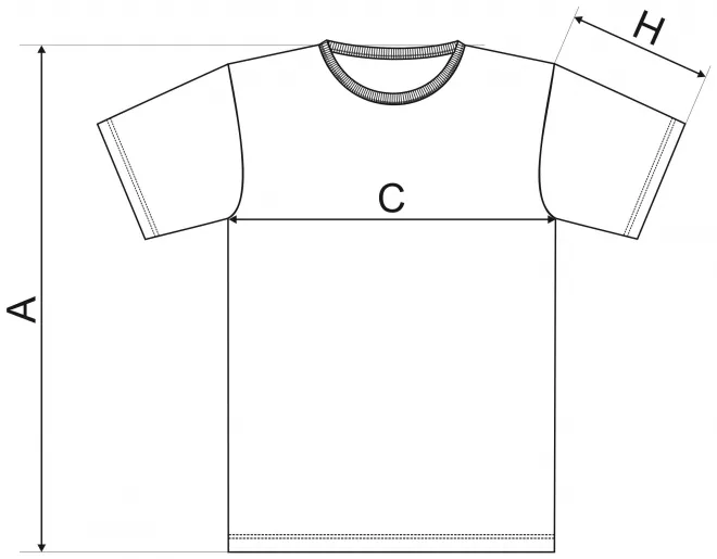 Lacné odolné pánske tričko - tabuľka veľkostí