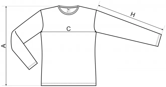 Lacné pánske tričko s dlhým rukávom - tabuľka veľkostí