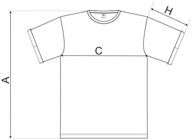 Lacné pánske tričko s vyhrnutými rukávmi - tabuľka veľkostí