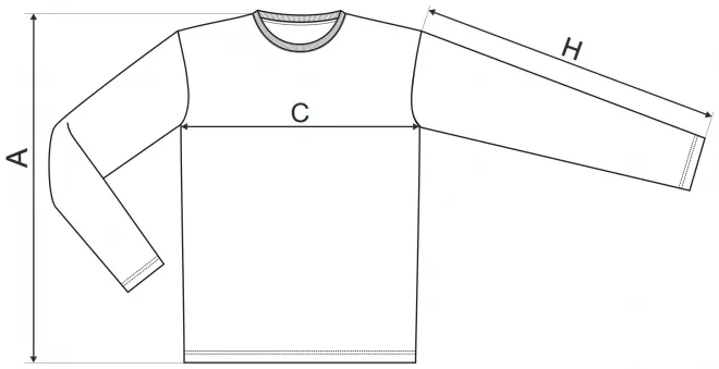 Lacné priliehavé pánske tričko s dlhým rukávom - tabuľka veľkostí