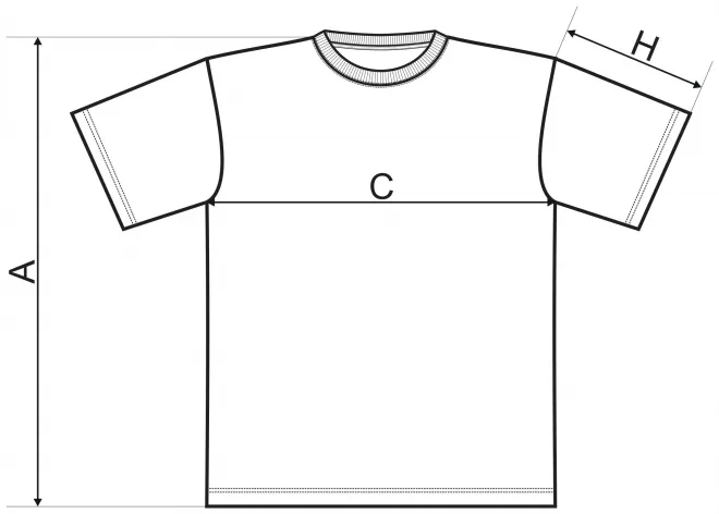 Lacné tričko klasické - tabuľka veľkostí