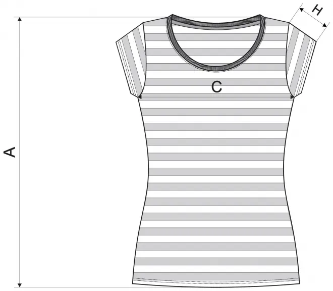 Lacné tričko námornícke dámske - tabuľka veľkostí